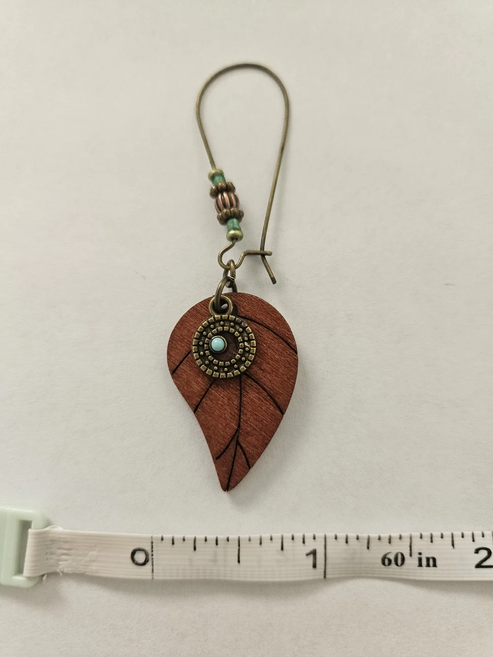 Boho Leaf Drop Earrings in Brown and Turquoise Western Feminine Festival